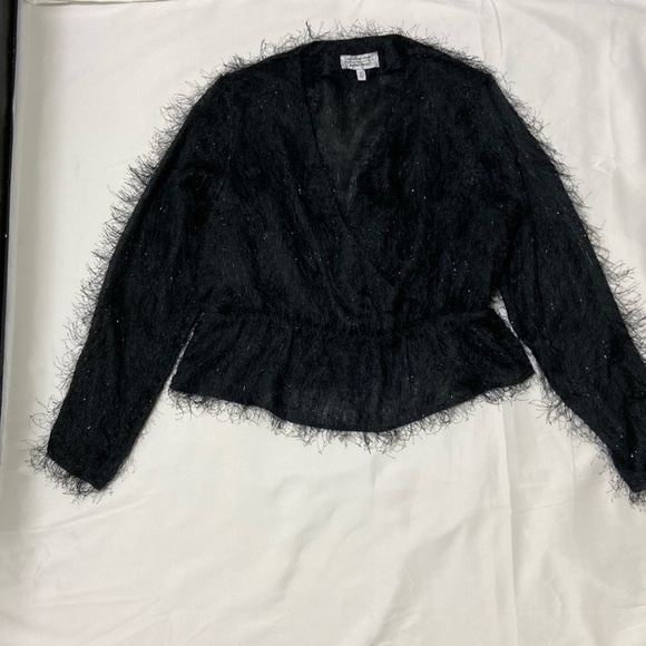 & OTHER STORIES BLACK PEPLUM HEM FEATHER BLOUSE. SIZE 10 - Picture 1 of 10